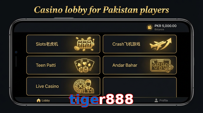 Lobby view of Tiger888 for Pakistan users